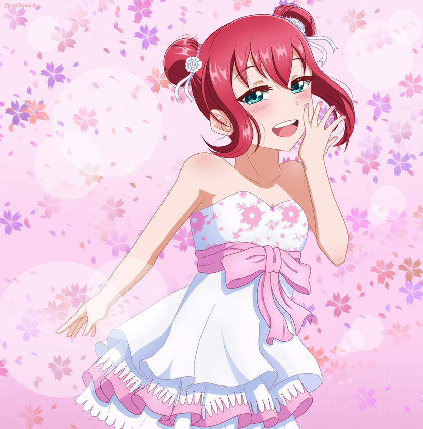 Female Tsukasa portrait, she's wearing her school uniform and has a bow on her hair.